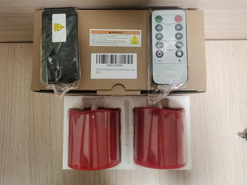 Image of 3x3 Flickering Flameless Candles Set of 2, 2AA Battery Life 600 Hours Battery Candles Flickering with Timer, 3 inch Flameless Candles with Remote for Indoor /Outdoor, Red