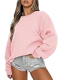 TICTICMIMI Womens Crewneck Sweatshirts Fleece Pullover Hoodies Sweaters Casual Fashion Outfits Fall Tops 2024 Pink