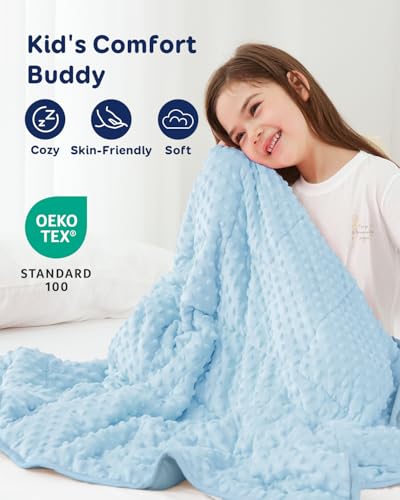 Image of Kivik Breathable Weighted Blanket (36 inchx48 inch, 3lbs), Ultra Soft Minky Dot Heavy Blankets, Reversible Cooling and Warm Blanket for All Seasons, Machine Washable, Light Blue