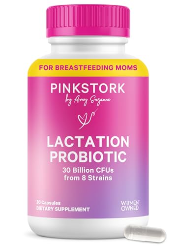 Pink Stork Lactation Probiotic - 30 Billion CFUs Multi Strain Postnatal Probiotics for Breastfeeding Women - Support Breast Milk & Gut Health, Postpartum Essentials, 30 Capsules