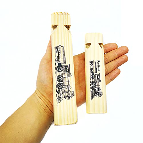 Fartime 2PCS-Wooden Train Whistle Musical Toy for Kids—4 Tones 7.4\" Long and 2 Tones 5.5\" Long - Thumbnail 2