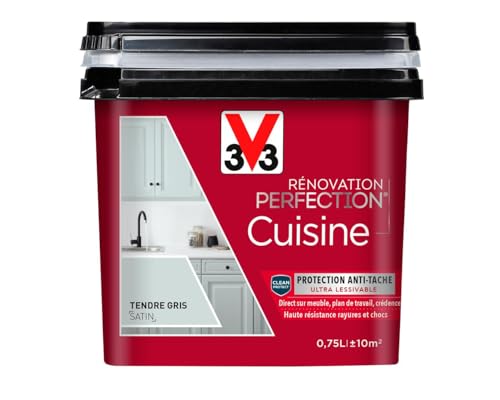 V33 Peinture de rénovation cuisine, Rénovation perfection Tendre gris satin 750ml