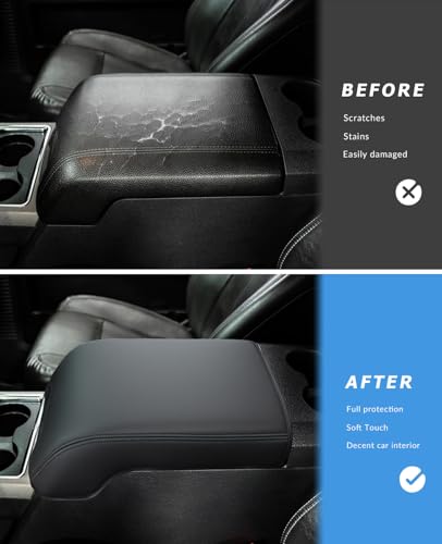 Image of INTGET Center Console Cover for Ford F250 F350 F450 F550 2011 2012 2013 2014 2015 2016 Super Duty Accessories for F-250 F-350 F-450 F-550 Truck Car Interior Armrest Arm Rest Cushion Pad