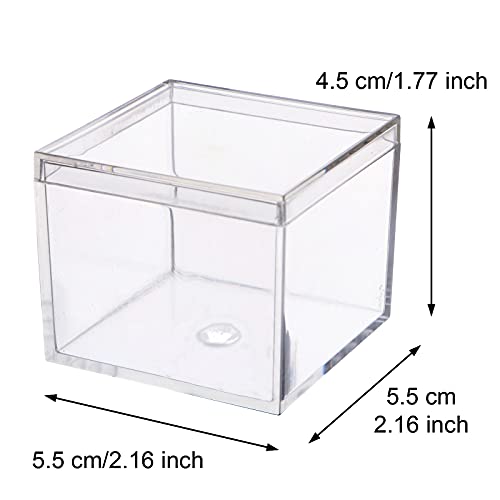Image of Small Acrylic Box with Lid 2.2x2.2x1.3 Inch, 4 Pack Suqare Plastic Box Acrylic Storage Cube Boxes Candy Container for Candy, Jewelry Accessories, Tiny Items
