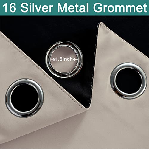 Image of Yakamok Natural 100% Blackout Patio Door Curtain Panels W100 x L96,1 Panel | Noise Reducing Barrier Panel for Sliding Glass Door, 2 Thick Layers Heat Full Light Blocking Patio Door Drapery