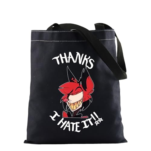 FOTAP HH Cartoon Merch Demon Gift Thank I Hate It Inspire Tote Bag Animated Series Handbag (Hate It BLK T)