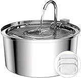 Cat Water Fountain Stainless Steel - 108oz/3.2L Large Capacity Cat Fountain for Drinking, Ultra Quiet Metal Pet Water Fountain for Cats, Small Dogs, Multiple Pets