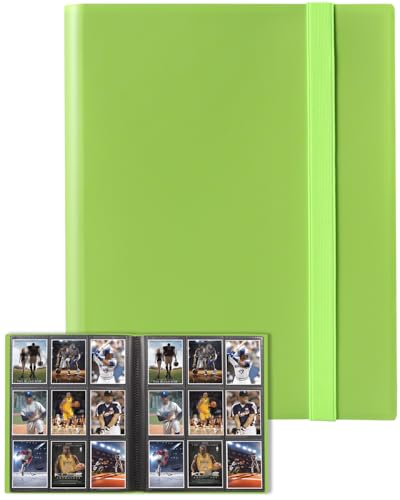 GEAoffice Side Loading 9 Pocket Trading Card Binder with Strap, Light Green