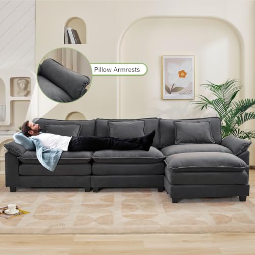 Image of Oprisen 120 inch Modular Sectional Sofa, Comfy Deep Cloud Couch with Ottoman