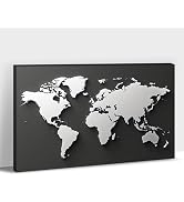 ANRUOXI - World Map Canvas Wall Art, Black White Simple Small World Map Pictures Wall Decor, Map ...