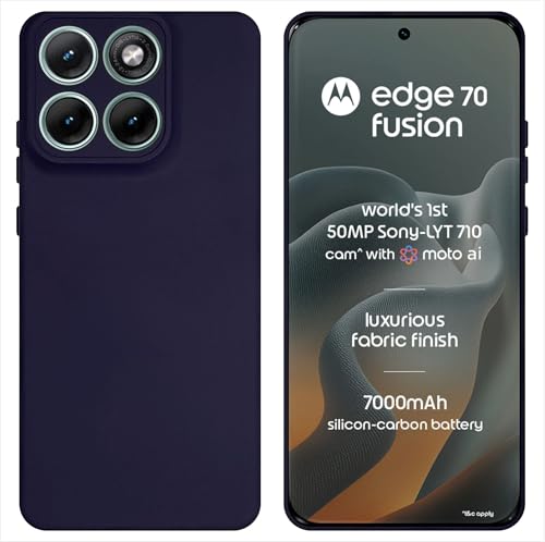 Image of SBMS Silicone Back Cover Case for Motorola Moto Edge 70 Fusion 5G | Soft Micro-Fibre Lining Inside | Camera Protection Bump | Shockproof Back Cover Case for Moto Edge 70 Fusion (Candy Cloth Blue)