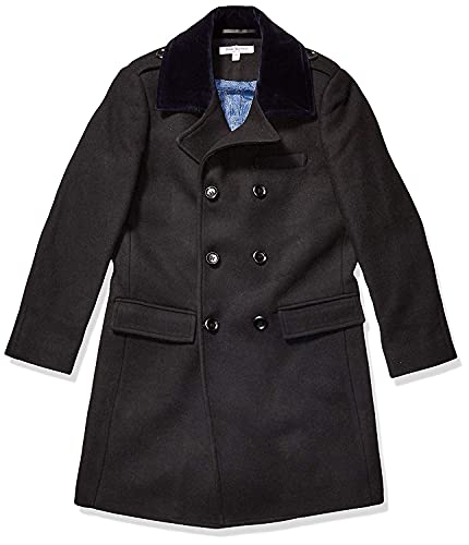 Image of Isaac Mizrahi Boys CT1011 Double Breasted Velvet Collar Wool Blend Peacoat - Black - 16