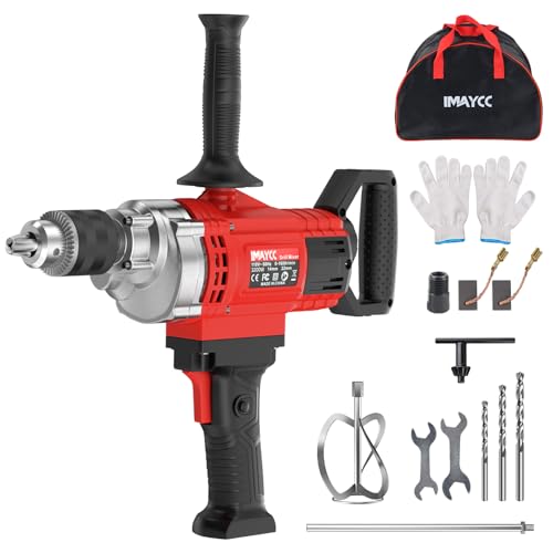 IMAYCC Drill Mixer,3200W 20A Concrete Mixer for Drill, 110V Corded Variable Speeds Cement Mixer, Mixing Drill for Mud,Motar,Paint, Grout, Plaster, Thinset