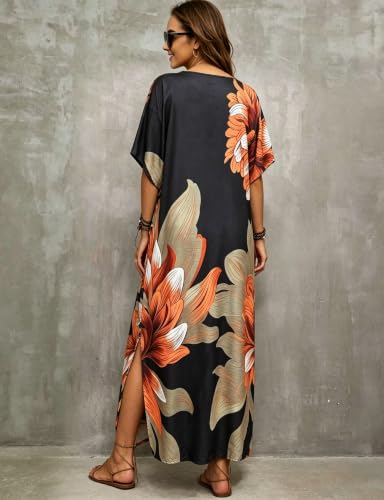 ZIRHYSTA Women Beach Kaftan Swimsuit Coverup V Neck Oversized — view 5