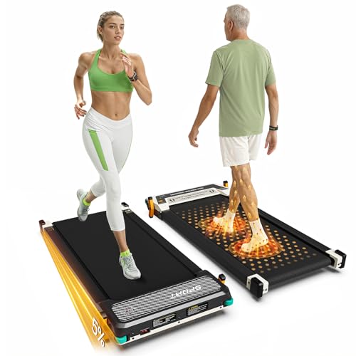 FINEHORSE 2 Side Walking Pad with Incline, 2 in 1 Under Desk Treadmills Walking Pad and Foot...