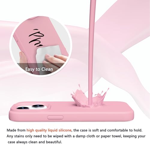 Image of iPhone 13 /14 Case Silicone,Soft Microfiber Lining(Rose Pink)