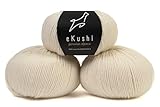 eKushi 100% Baby Alpaca Yarn for Knitting & Crocheting - Set of 3 Skeins of Premium Yarn DK - Lightweight, Hypoallergenic & Thermal Peru Made - Ideal for Delicate Projects (N010 - Natural White)