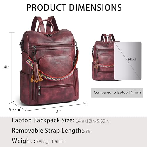 Image of Shrrie Vegan Leather Laptop Backpack for Women 15.6 inch Work Backpack Fashion Travel Backpack Purse for Business College