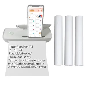 IOOIOO A81 Portable Printer with Holder, Wireless Bluetooth Mini Inkless for Home Travel Office, Support Rolled&Flat 8.5X11 US Letter Legal A4 Thermal Paper, for Phone Win MAC Linux Raspberry Pi