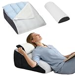 Bed Wedge Pillow, 10-in-1 Memory Foam Sleeping Support Pillow with Headrest, Adjustable Incline Triangle Orthopedic Cushion for Sleep Apnea, Acid Reflux, GERD, Back Neck Pain, Snoring, Leg Elevation