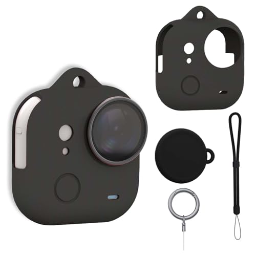 For Insta 360 GO Ultra 用 ケース カバー カメラバッグ 【NOUKAJU】 Insta 360 GO Ultra 用 シリコン 保護ケース カバー ストラップ付き シリコン素材 キズ防止 防塵 落下防止 水洗い可能 (ブラック)