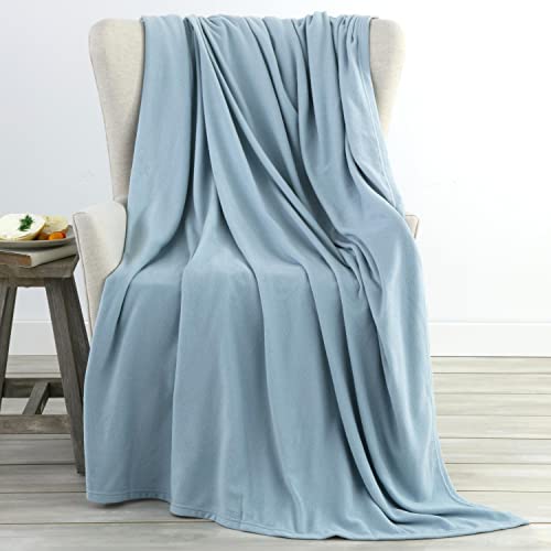 Vellux 1B07173 Soft 240 Gsm Micro Fleece Plush Lightweight Blanket Easy Care Machine Washable Pet Friendly Solid Bed Sofa Blankets Twin, Blue #TOP15