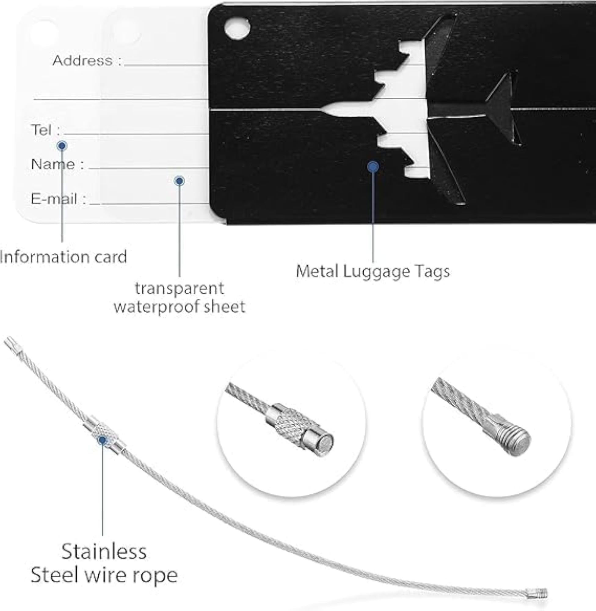 Travel Lock and Luggage Tag Set with 3-Digit Combination