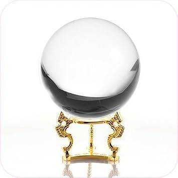 Amlong Crystal Clear Crystal Ball 80mm 3.1 in. Including Golden Dragon Stand and Gift Package