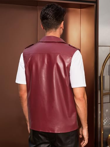 Lars Amadeus Faux Leather Vest for Men's Motorcycle Biker Sleeveless Jacket Zipper Riding PU Vest3
