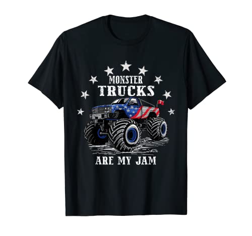Monster Trucks Are My Jam USA Flag Truck Lover 4 de julio Camiseta