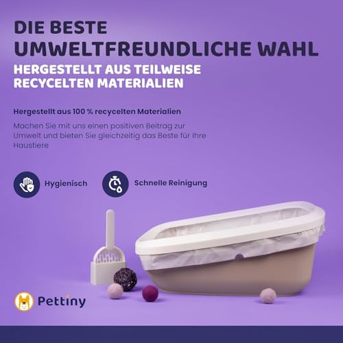 Pettiny Jumbo Katzentoilettenbeutel mit Zugbändern – 20er Pack Kratzfeste Tüten für Riesige Katzentoilette