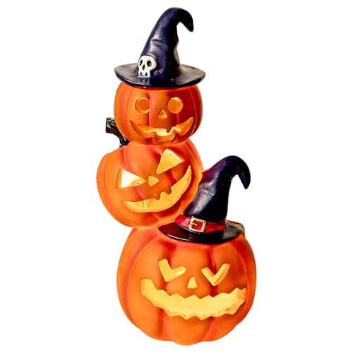 Halloween Decorations - Unique 3 Tiers Stacked Resin Jack-O-Lantern Pumpkin Pathway Solar Lights for Outdoor Garden Yard Porch Front Door (Pumpkins-3)