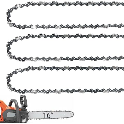 JINFFR 3 Pack 16 Inch Chainsaw Chain 3/8" LP Pitch, 050" Gauge, 56 Drive Links, 16" Chainsaw Chains Low-Kickback Fits for Craftsman, Ryobi, Echo, Greenworks and More Cover