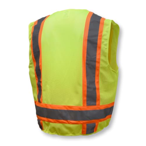 Image of Radians SV6 Class 2 Surveyor Safety Vest, Solid Front, Mesh Back, Green, XL | Contrasting Trim