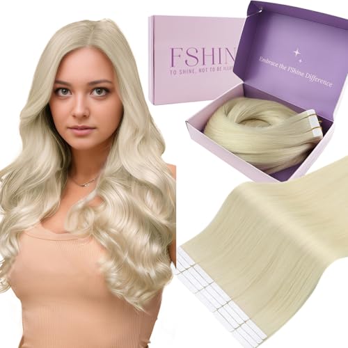 Fshine Tape In Hair Extensions Human Hair, 24 Inch 20