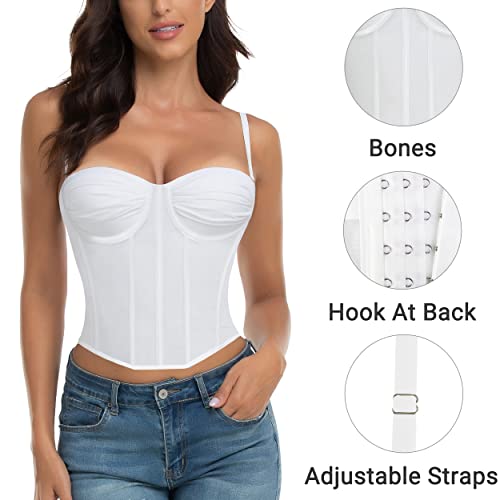 Raxnode Women Lace Corset Crop Tops - Sexy Fashion Club Bodysuit With Adjustable Stap #TOP3