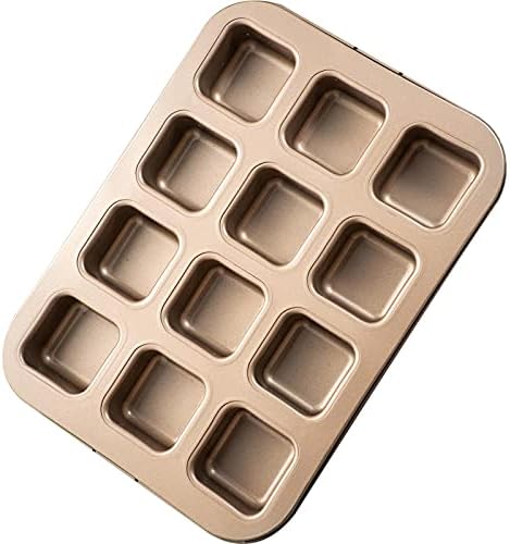Brownie Pan, Mini Square Muffin Pan Nonstick 12 Cavity Small Cupcake Pan Individual Brownie Mold for Baking Brownie Muffin Cupcake Keto Fat Bombs, Great for Halloween, Christmas