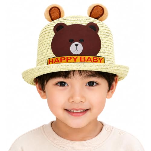 Image of VRITRAZ Baby Boy's and Girl's Kids Children Cute Printed Cartoon Gift Summer Fancy Dress Straw Fasion Hat Cap 1