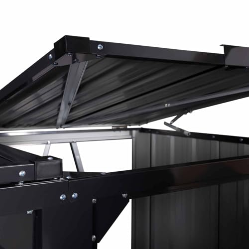 IDMarket - Cache Poubelle Double en Acier Gris Anthracite – vue 6