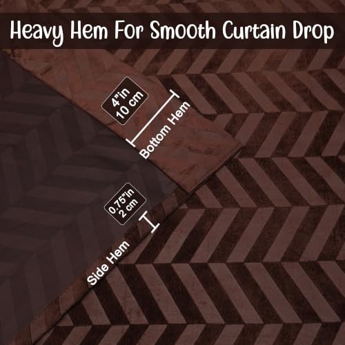 Image of 100% Noise Reducing Curtains 5 Feet Window, Brown | Embossed Panels Mild Thermal Insulated Light Block Room Darkening Curtains (Brown, 60 Inch)