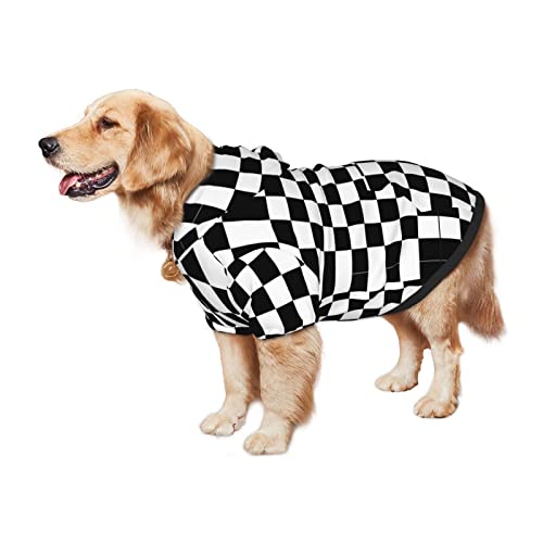 Zgxjjpp DFSGHDFR-494386935 Black And White Checkered Dog Hoodie Sweaters thumb #2