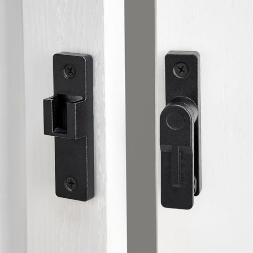 Image of 3 Packs Black Flip Barn Door Lock - 180 Degree Barn Door Lock Privacy Security Latch - Elegant Gate Latch Hardware for Barn Doors, Gardens, Windows, Cabinets, Bathrooms, and Sliding Doors