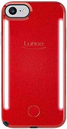 LuMee Duo Phone Case, Red Glitter | Front & Back LED Lighting, Variable Dimmer | Shock Absorption, Bumper Case, Selfie Phone Case | iPhone 8 / iPhone 7 / iPhone 6s / iPhone 6
