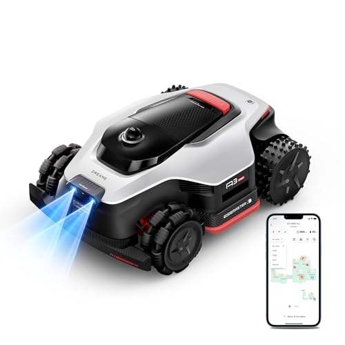 DREAME LiDAR 5000 Robot Lawn Mower A3 AWD Pro Wire Free No RTK, 4WD for 38.7° Slopes, Dual AI Vision Robotic Lawn Mowers,Dual-Disc Cutting 15.8' Width, Smart Zero-Edge, App Control for 1.25 Acre