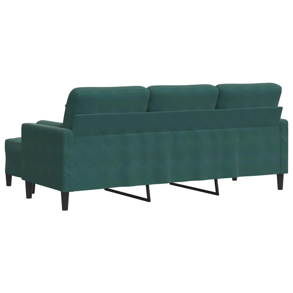 Sofá de 3 plazas con Taburete de Terciopelo Verde Oscuro 180 cm