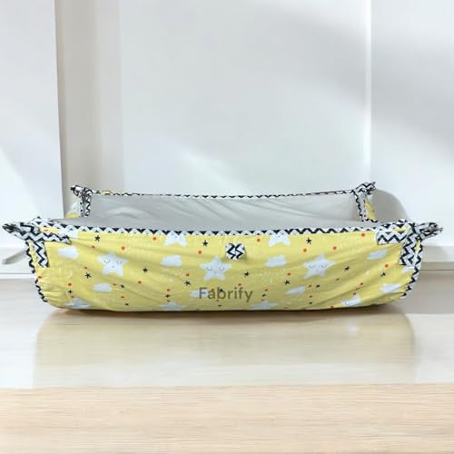 Image of Fabrify Baby Hammock Ghodiyu /Khoyu Soft Cotton Cloth Swing Cradle Safety with Mosquito Net Cover with Zipper (Yellow)