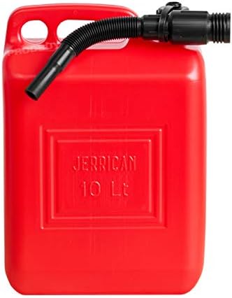 10 Litre Red Plastic Jerry Can Fuel Container with Flexible Spout