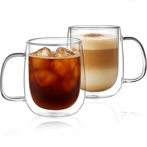 Volarium CRYSTALIA Double-Walled Cappuccino Glasses 250ml Set of 4 - Lead-Free Insulated Espresso Mugs with Handles - Image 7
