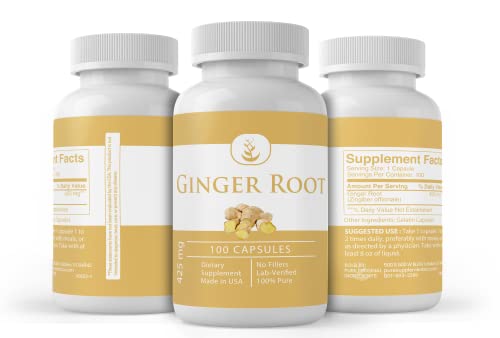 Ginger Root (100 Capsules) Natural Herbal Supplement, No Additives Or Fillers #TOP3