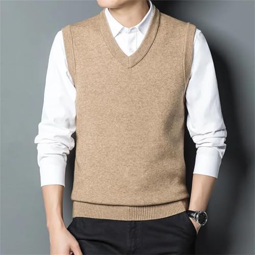 Men's Sleeveless Knitted Sweater Vest Solid Color V-Neck Cotton Vest Pullover Casual Soft Tops2